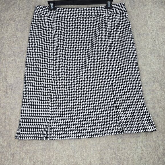 Kasper Womens Houndstooth Pleated Skirt Size 18W Polyester Blend - Picture 1 of 9